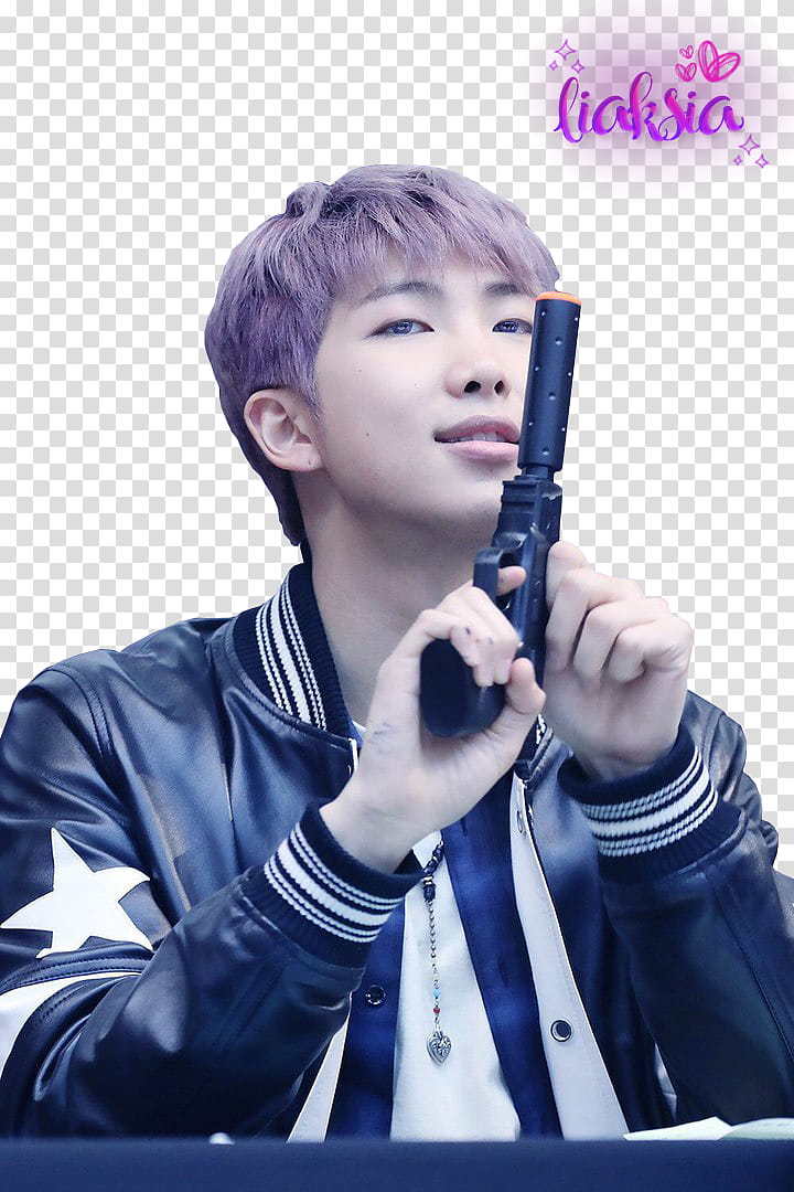 BTS Namjoon , man holding pistol art transparent background PNG clipart