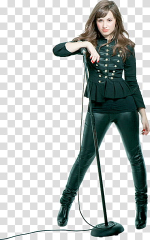 Demi Lovato, women's green and black long sleeve dress transparent background PNG clipart thumbnail