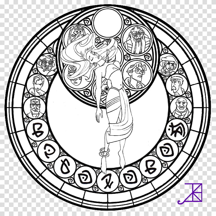 Kida Stained Glass line art, Disney female character illustration transparent background PNG clipart