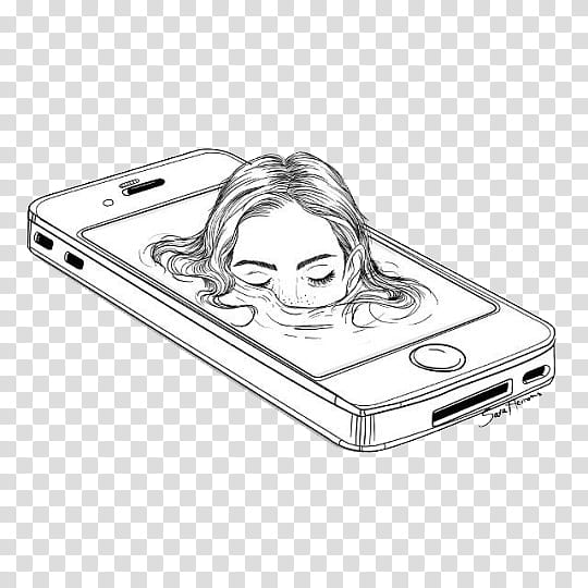 art , woman's head sticking out of an iPhone illustration transparent background PNG clipart