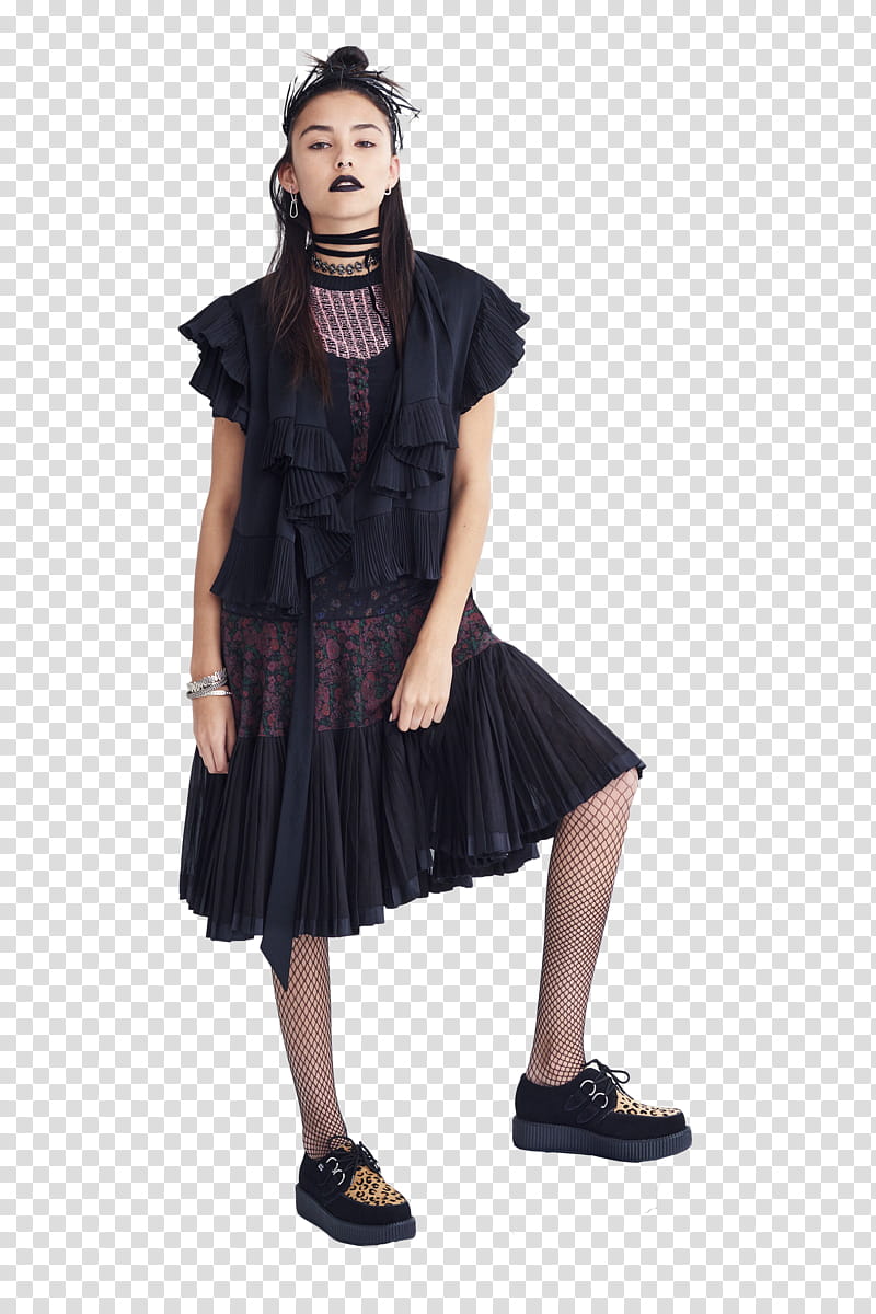 Madison Beer, women's black short-sleeved dress transparent background PNG clipart