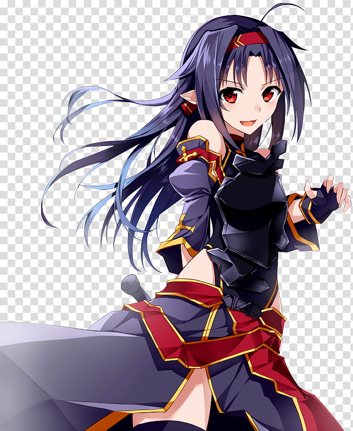 Konno Yuuki, black haired female anime character transparent background PNG  clipart