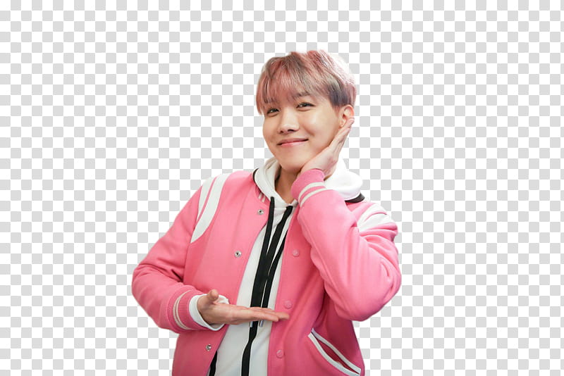 bangtan sonyeondan , smiling man wearing pink and white letterman jacket transparent background PNG clipart