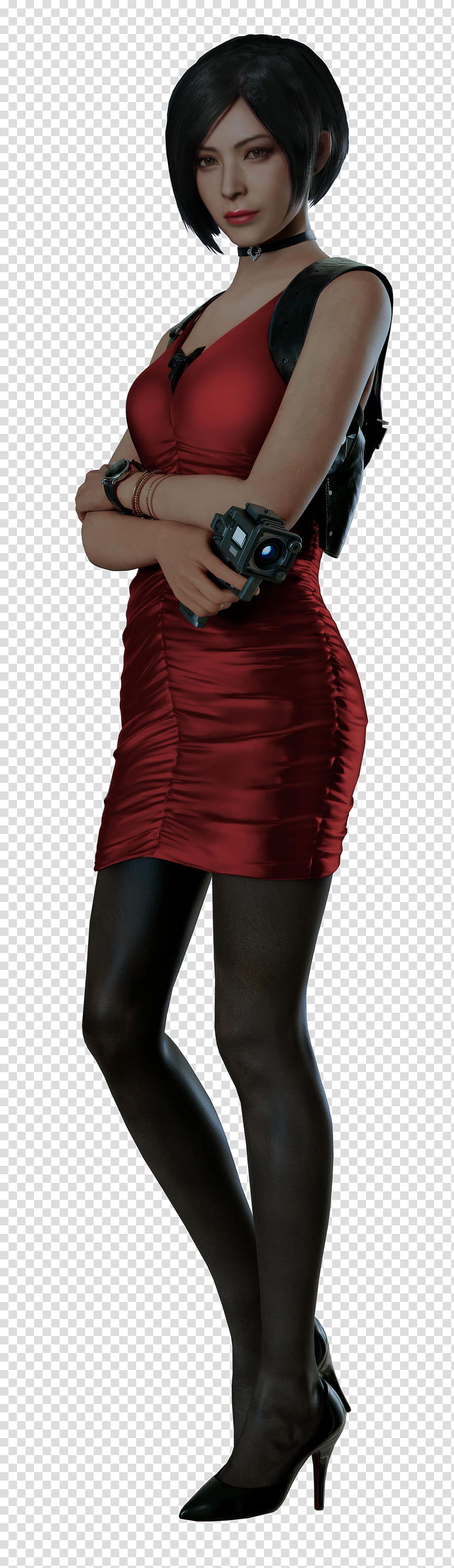 Resident Evil   Ada Wong, woman wearing red sleeveless dress standing transparent background PNG clipart