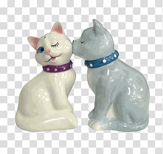 AESTHETIC GRUNGE, two gray-and-white cat figurines transparent background PNG clipart