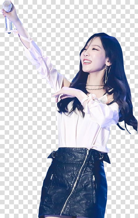 Kim Taeyeon SNSD, woman holding microphone transparent background PNG clipart