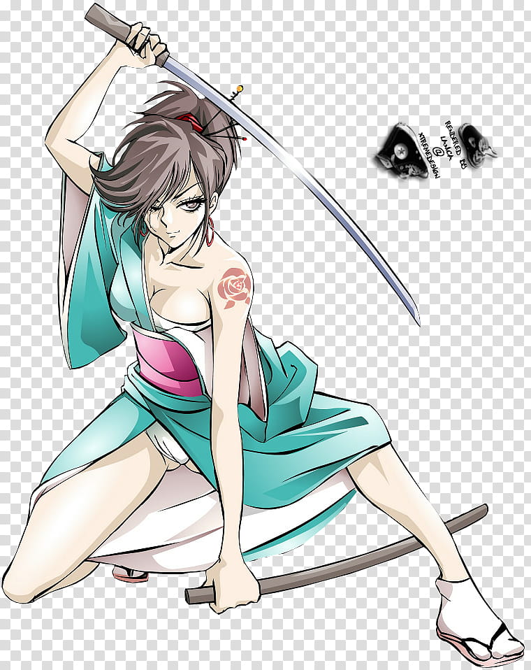 Samurai girl character transparent background PNG clipart