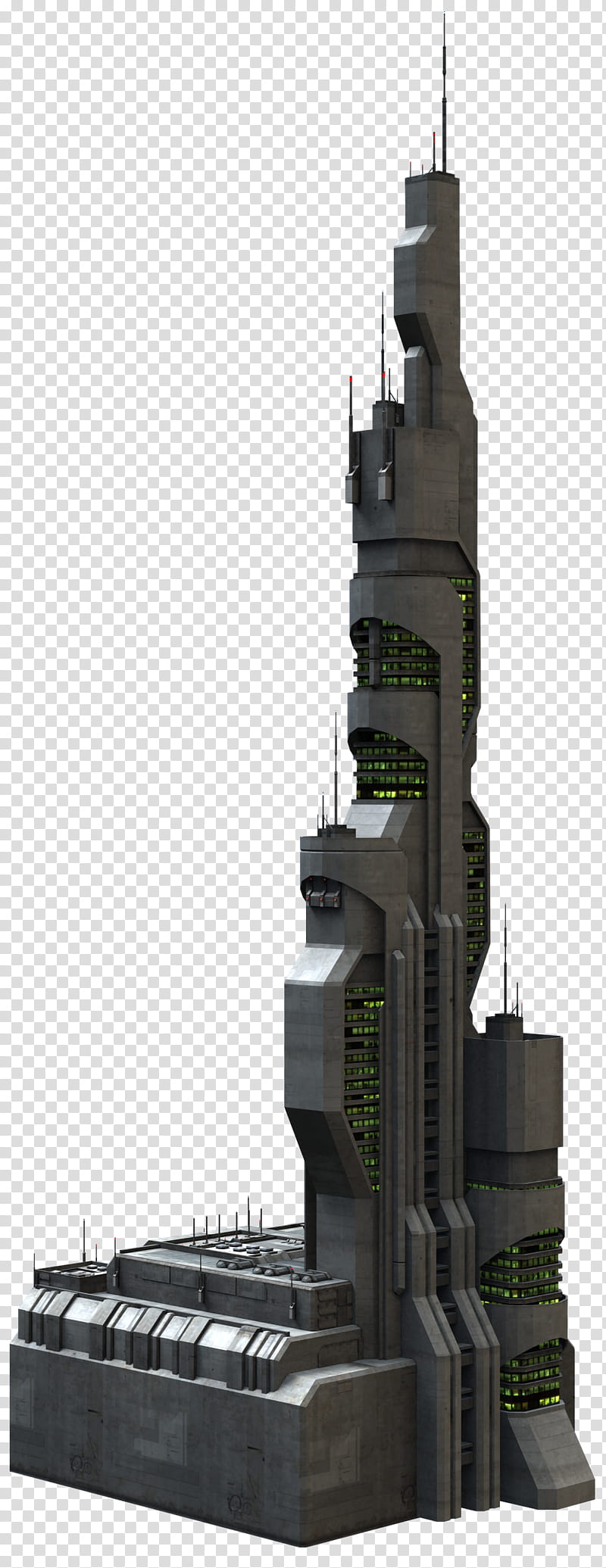 Scifi Building Series, gray tower illustration transparent background PNG clipart
