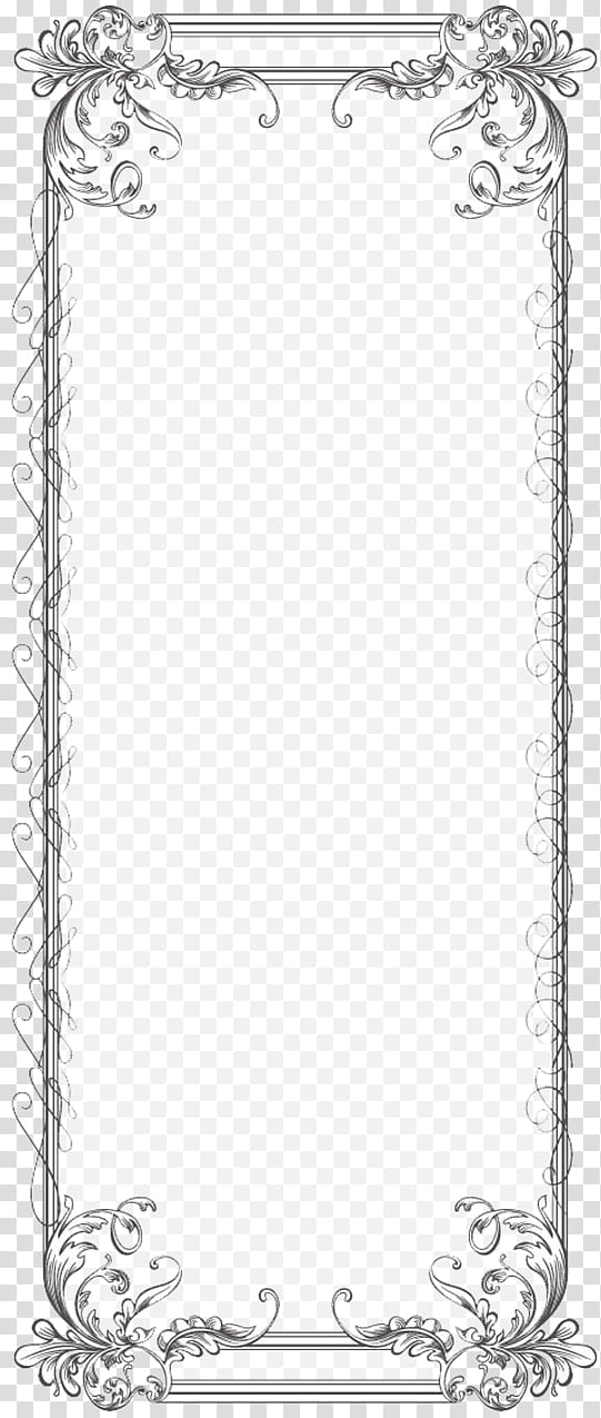 Custom Vintage Frame Two, gray floral borderline transparent background PNG clipart