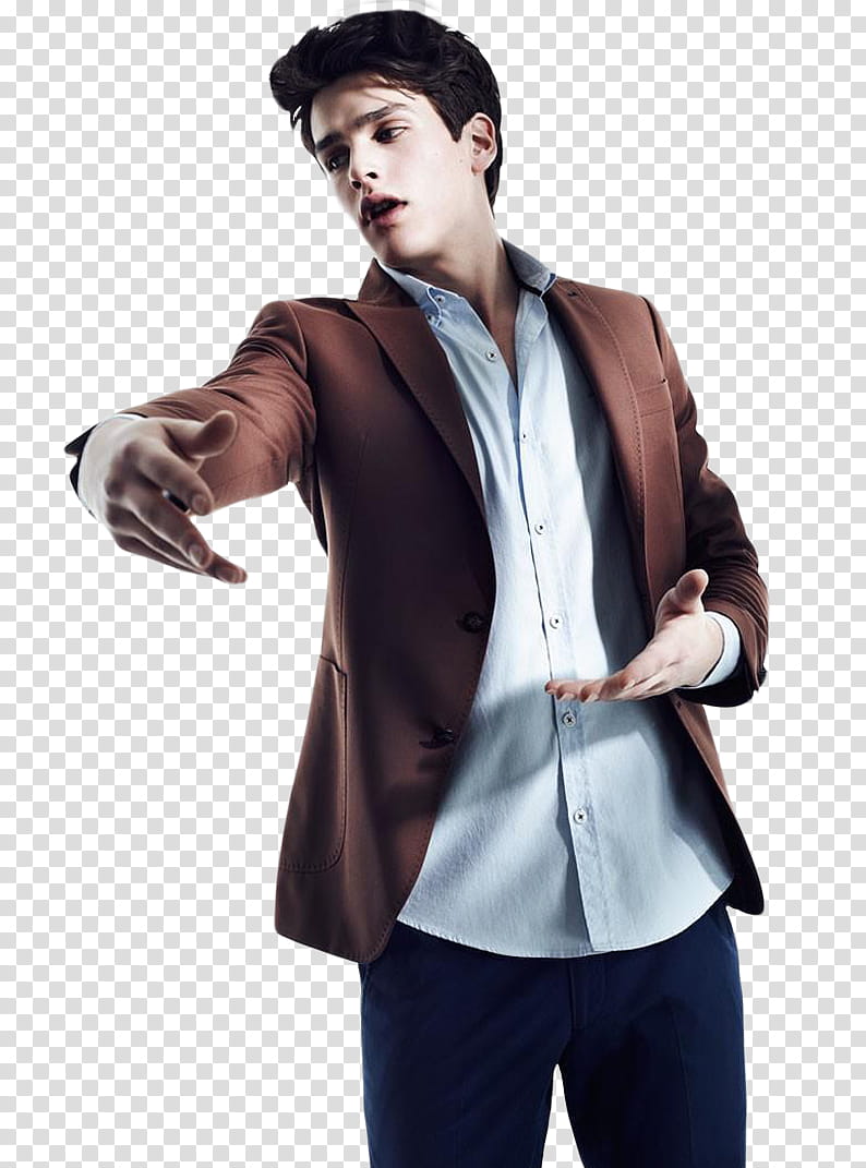 Simon Van Meervenne s, man wearing brown suit jacket, white collared button-up top and b lack bottoms transparent background PNG clipart