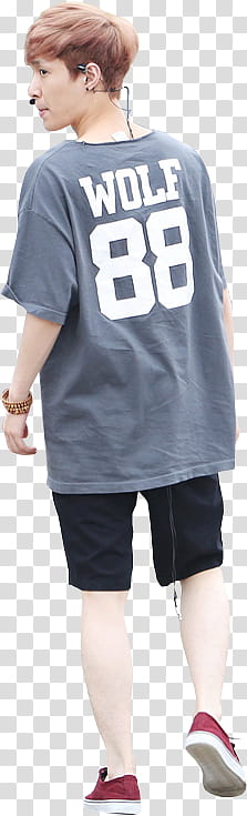 Yixing, man wearing gray wolf  t-shirt transparent background PNG clipart