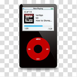 Apple iSet, black MP player showing Vertigo U how to dismay song transparent background PNG clipart