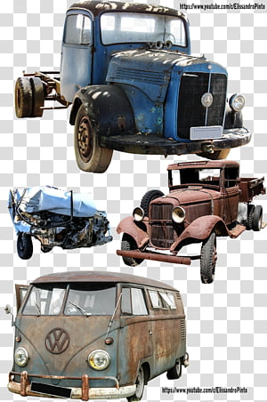 Cars 2, four vintage assorted-color vehicles transparent background PNG clipart thumbnail