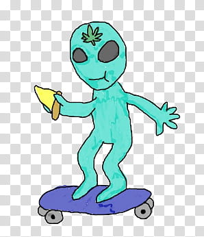 Doodles and Drawing , alien riding skateboard while holding slice of pizza illustration transparent background PNG clipart