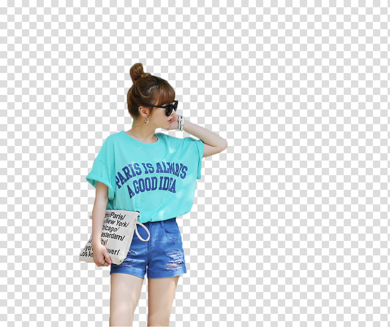 Ulzzang Girl, woman standing while holding white purse transparent background PNG clipart