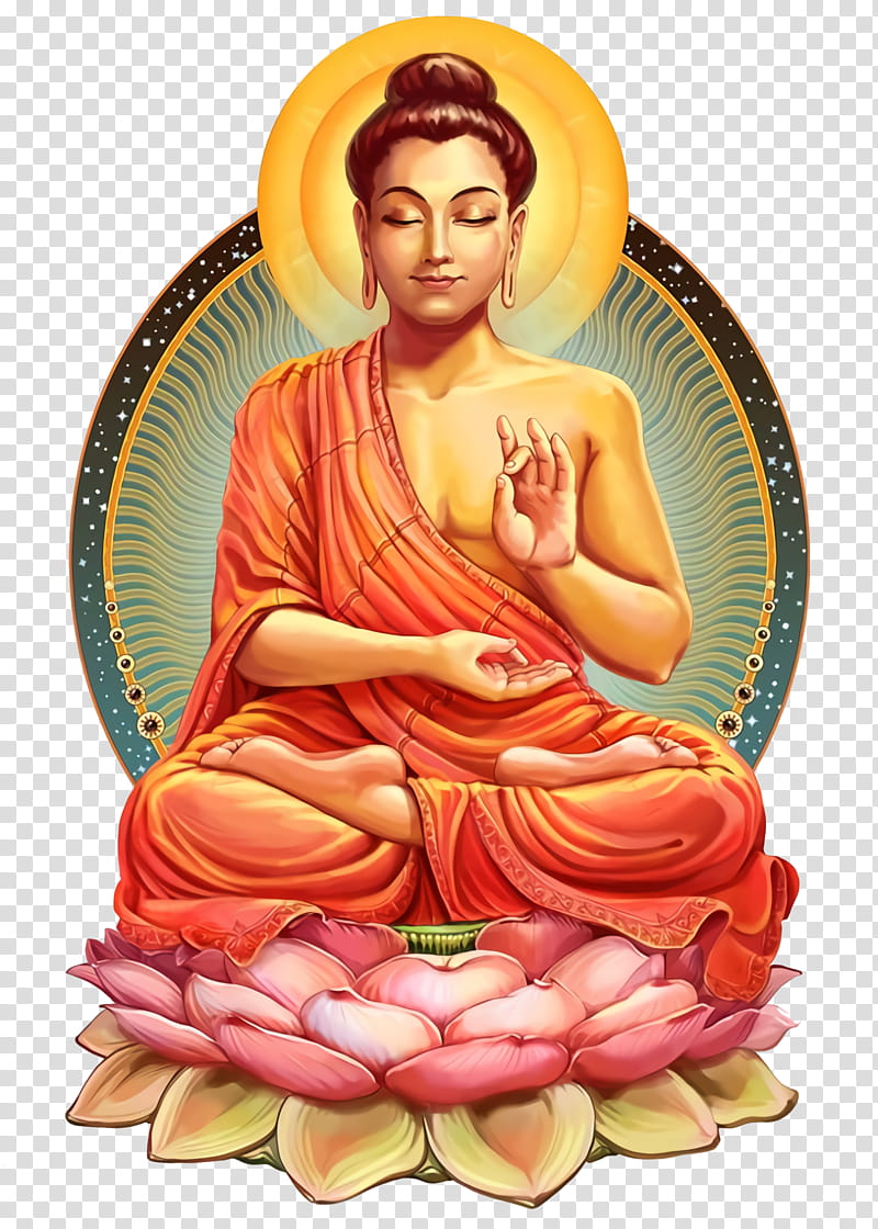 Bodhi Lotus Lotus, Statue, Peach, Guru, Sitting transparent background PNG clipart