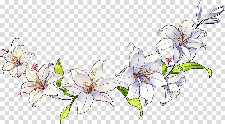 Flowers in your hair, white lilies illustration transparent background PNG clipart