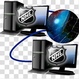 NHL   win theme, computer monitors and towers with NHL logos transparent background PNG clipart