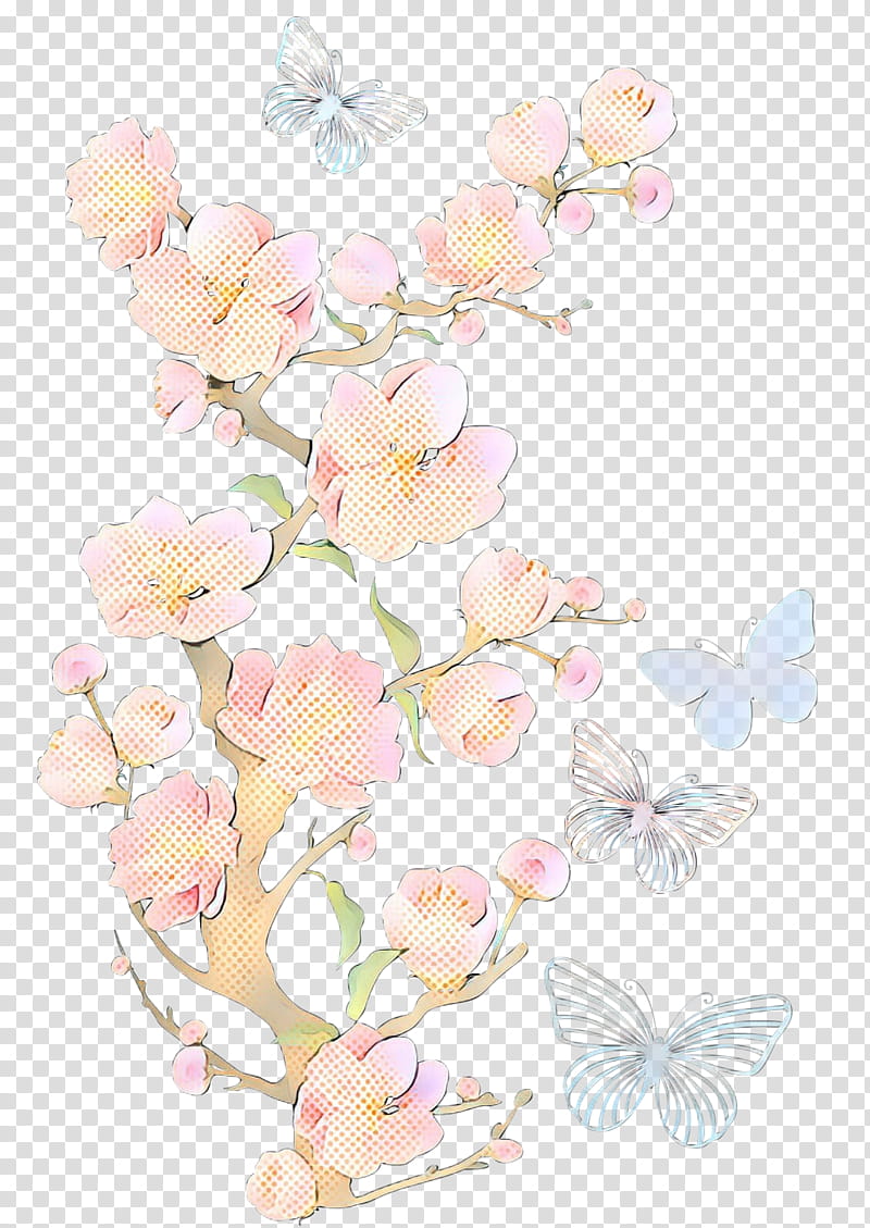 Cherry blossom, Pop Art, Retro, Vintage, Flower, Pink, Plant, Branch transparent background PNG clipart