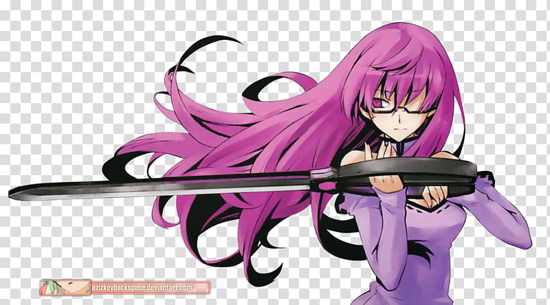 Sheele (Akame ga Kill!), Render, purple-haired woman anime character holding black sword illustration transparent background PNG clipart