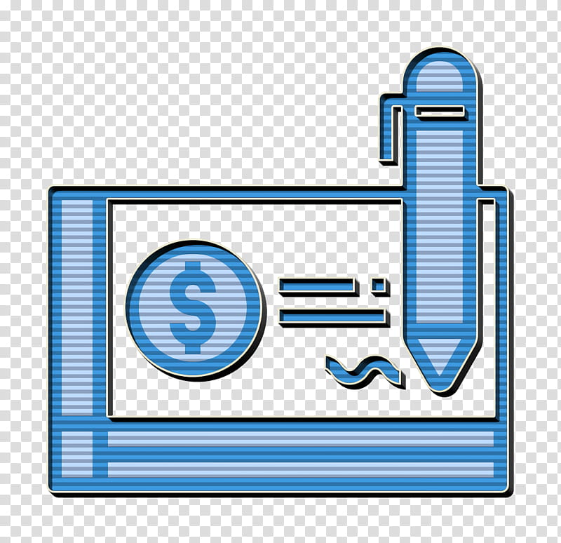 Cheque icon Bill And Payment icon, Line, Electric Blue, Rectangle, Symbol transparent background PNG clipart