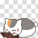 Nyanko sensei Shimeji, gray and white cat biting fish transparent background PNG clipart