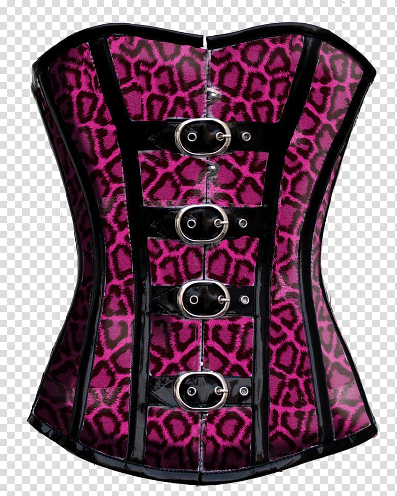 pink leopard corset, black and purple waist trainer transparent background PNG clipart