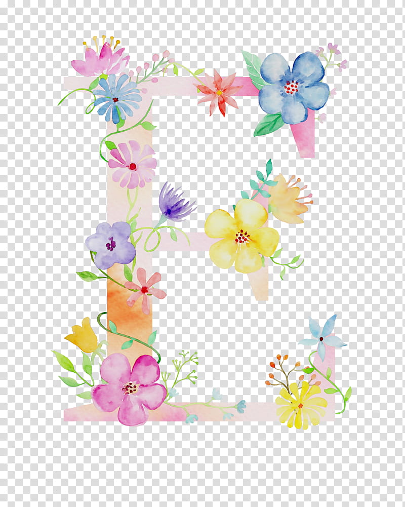 Watercolor Flower, Alphabet, Initial, Watercolor Painting, Poster, Letter, Lettering, Monogram transparent background PNG clipart