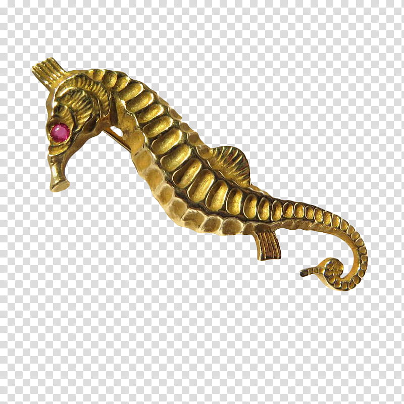 , gold-colored seahorse pendant transparent background PNG clipart