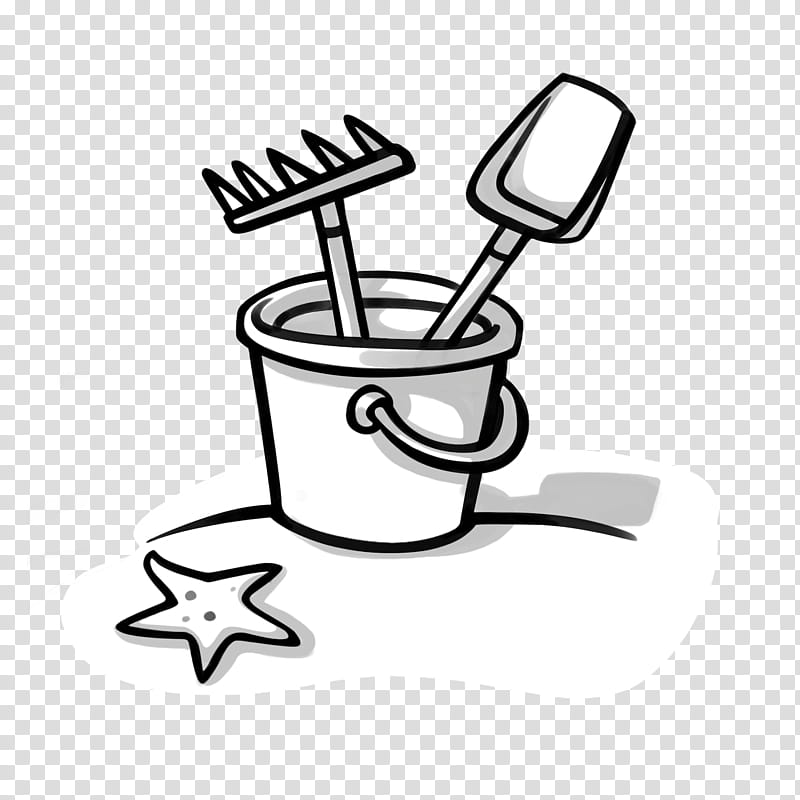 Beach, Drawing, Bucket, Sand, Toy, Sea, Game, Line Art transparent background PNG clipart
