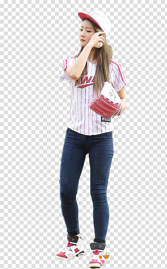 Bomi Apink  Render, woman standing while holding baseball mitt transparent background PNG clipart