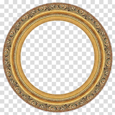 Golden Frames, round gold frame transparent background PNG clipart