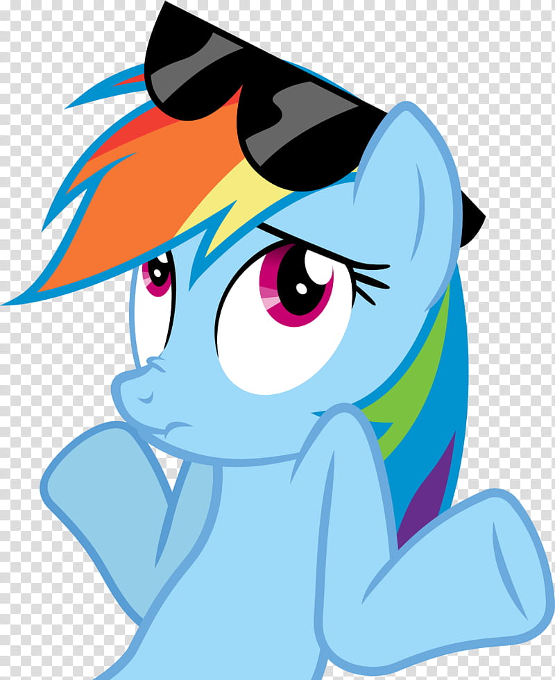 Rainbow Dash Shrug, blue pony with sunglasses illustration transparent background PNG clipart