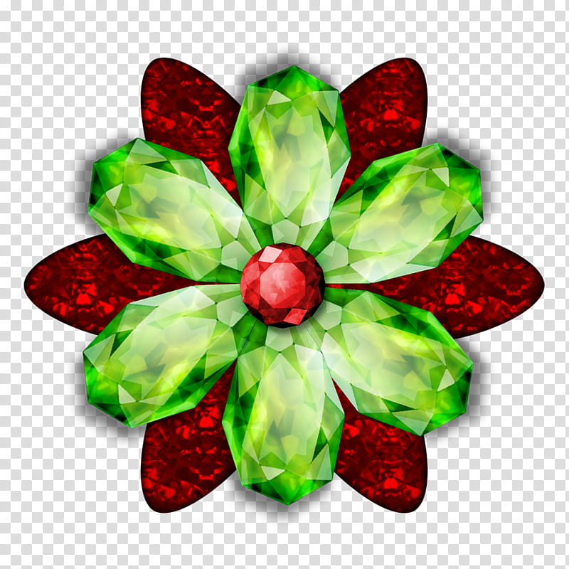 Decorative flowerses in, jeweled green and red flower art transparent background PNG clipart