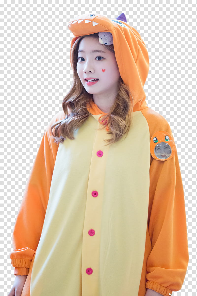 Dahyun TWICE, woman wearing Charizard costume transparent background PNG clipart