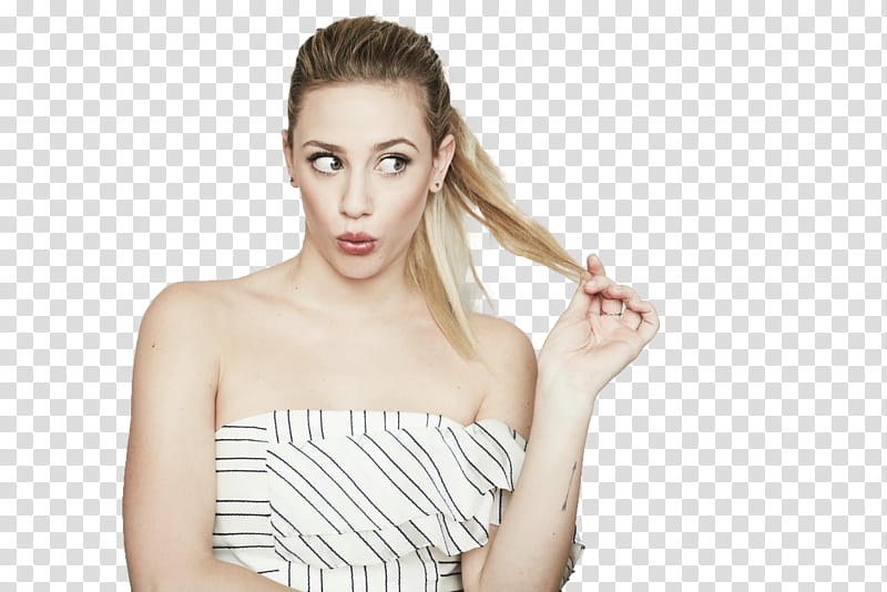 LILI REINHART, woman wearing white off-shoulder top transparent background PNG clipart
