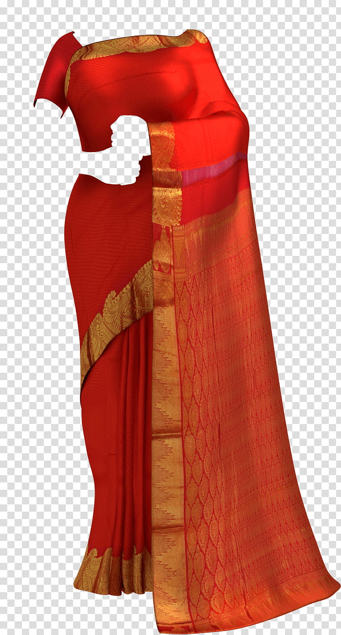 Orange, Zari, Uppada, Silk, Sari, Blouse, Gadwal Sari, Dress transparent background PNG clipart