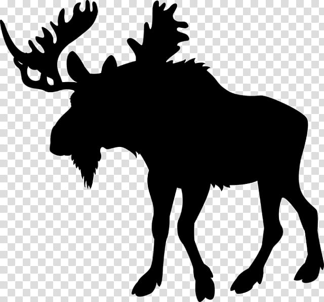 Reindeer, Moose, Sambar Deer, Silhouette, Antler, White, Wildlife, Head transparent background PNG clipart
