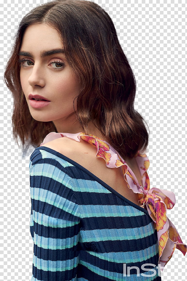 Lily Collins, woman looking left transparent background PNG clipart