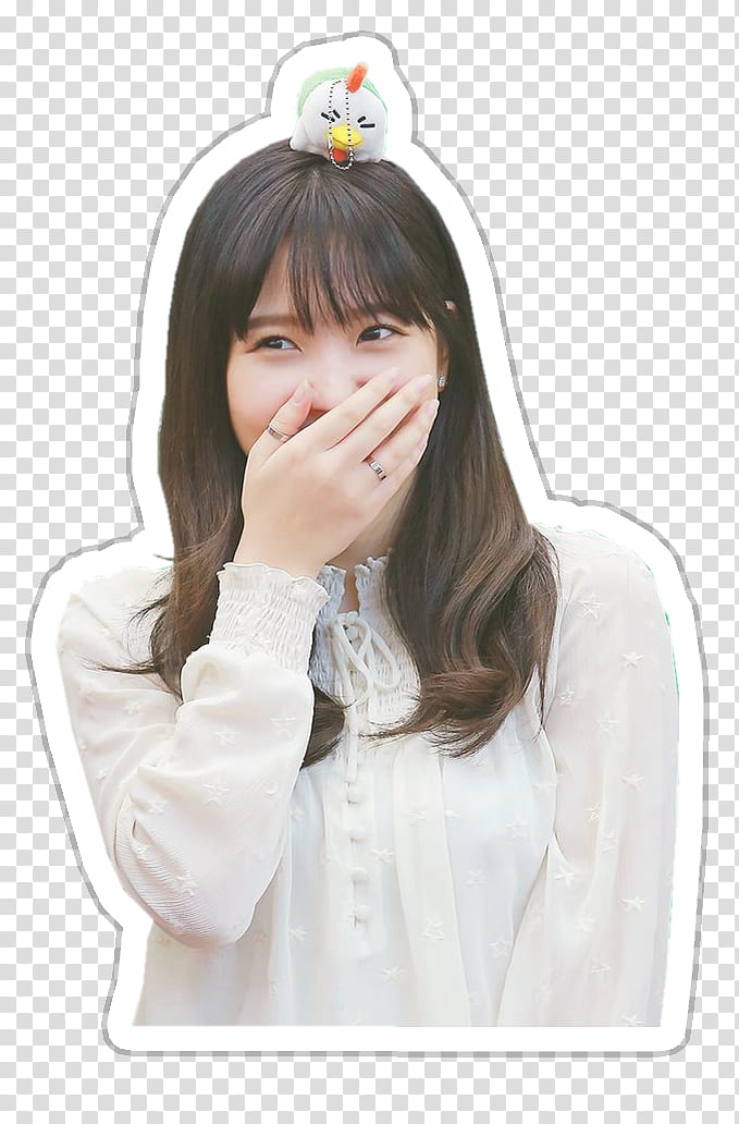 STICKERS Yeri RED VELVET, woman in white long-sleeved top covering mouth with right hand' transparent background PNG clipart