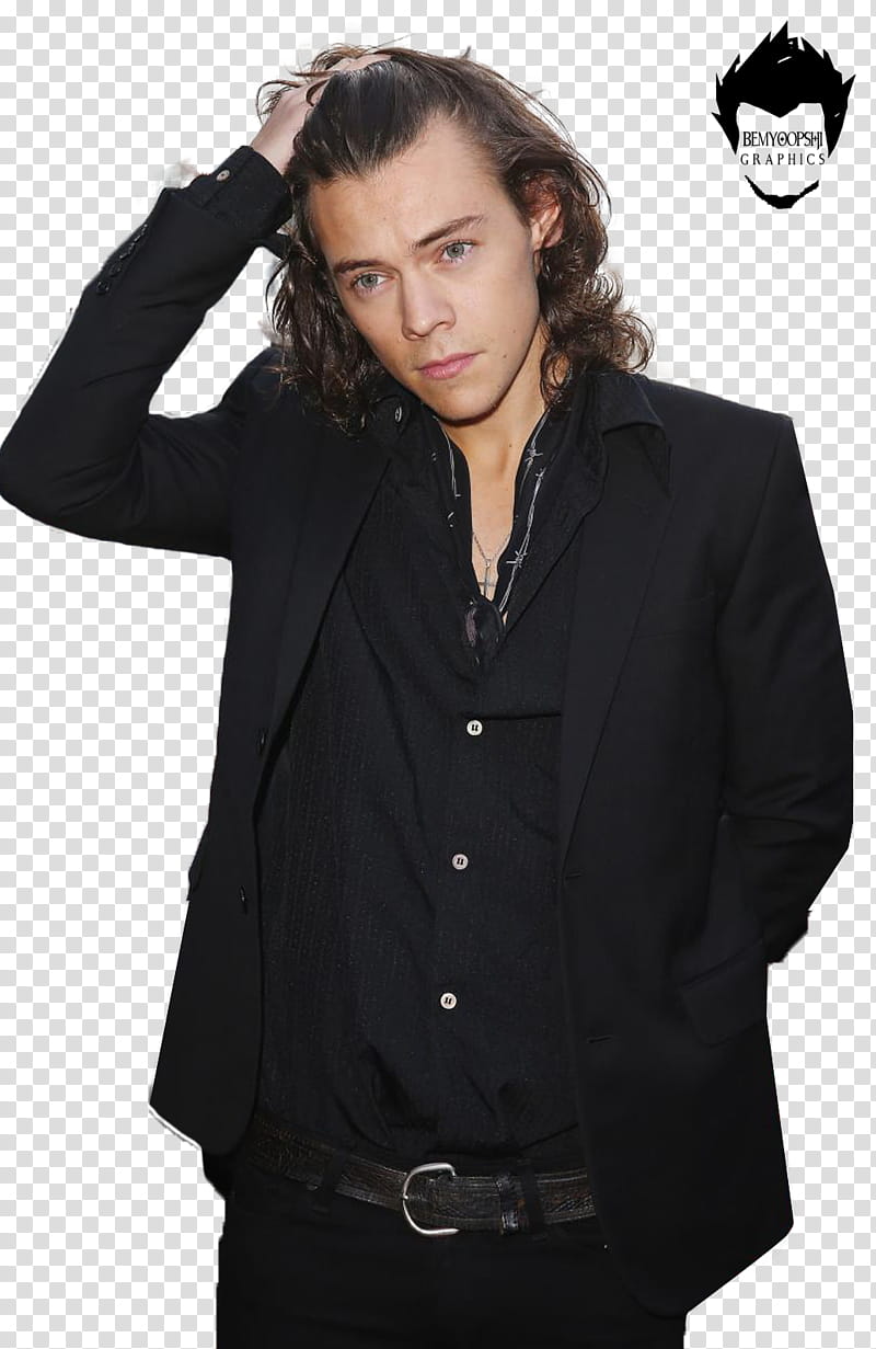 Harry Styles, Harry Styles in black suit jacket transparent background PNG clipart