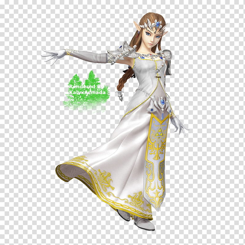 White Zelda Render, woman wearing gray and brown floral dress illustration transparent background PNG clipart