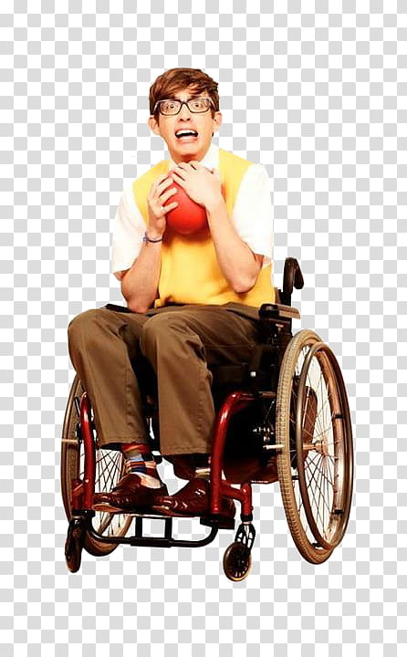 Glee Dodgeballs, man sitting on wheelchair holding red ball transparent background PNG clipart