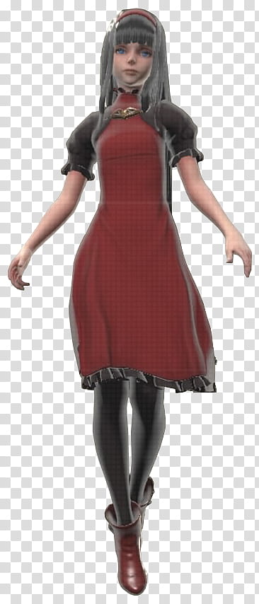 Nier Automata Red Girl Render, gray haired female character in red and black dress with red shoes outfit transparent background PNG clipart