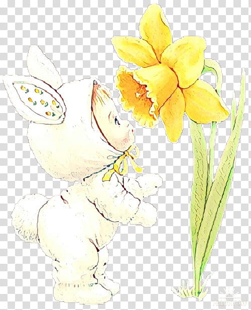 Easter Bunny, Floral Design, Flower, Cut Flowers, Insect, Fairy, Narcissus, Cartoon transparent background PNG clipart