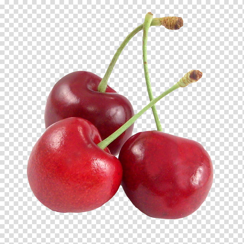 Fruit, three red cherries transparent background PNG clipart