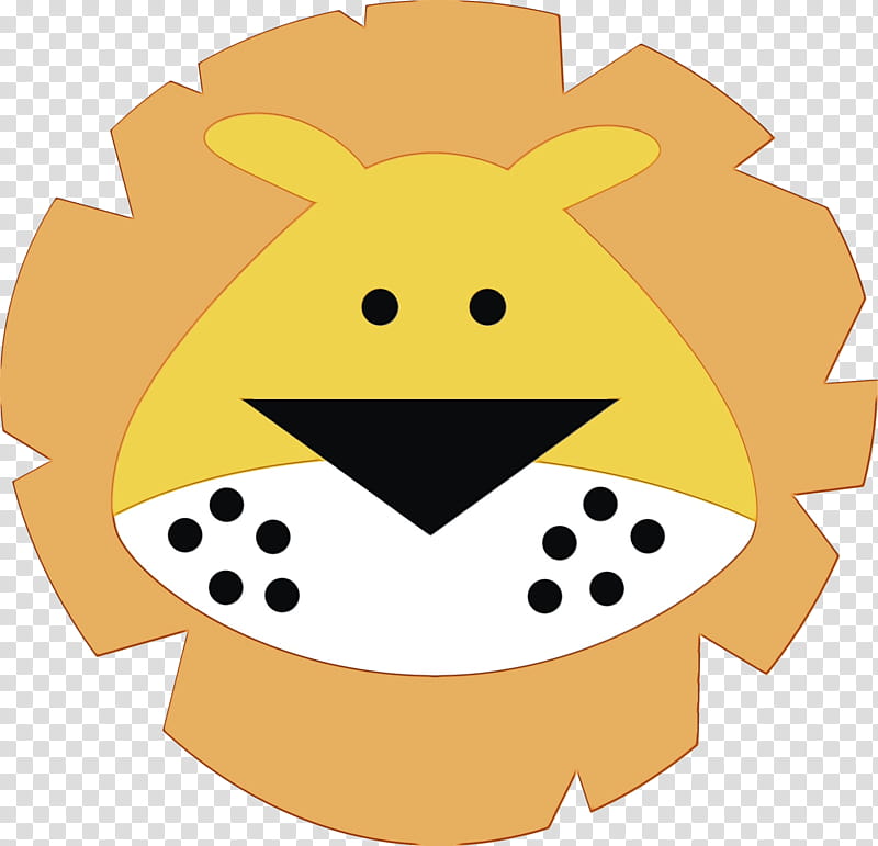 Lion Face Cuteness Silhouette Transparency, Watercolor, Paint, Wet Ink, Drawing, Yellow, Cartoon, Smile transparent background PNG clipart