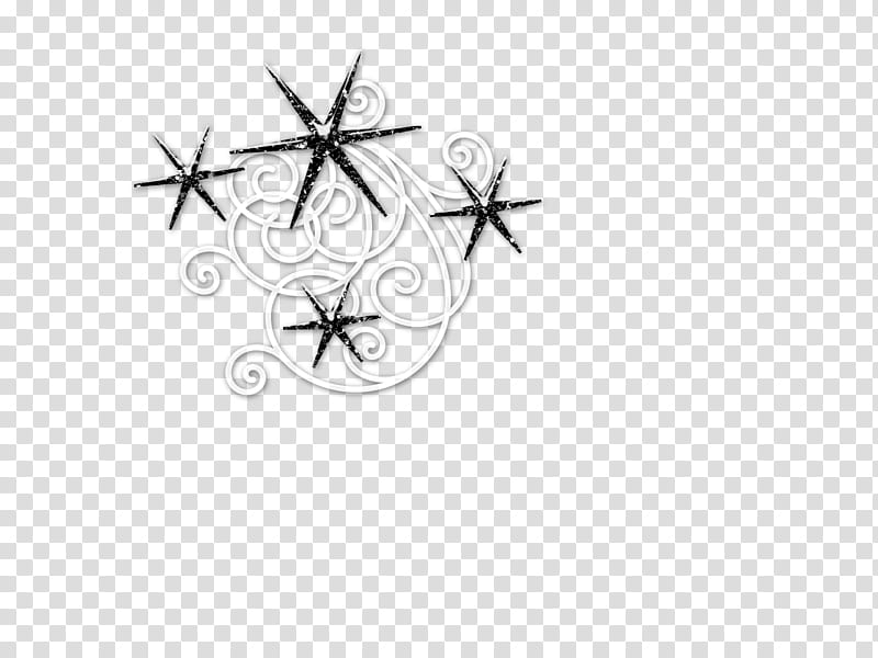 Beauty Marks, white and black swirl and star line artwork transparent background PNG clipart
