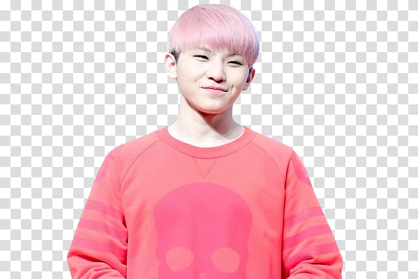 SEVENTEEN Woozi , man wears pink top transparent background PNG clipart