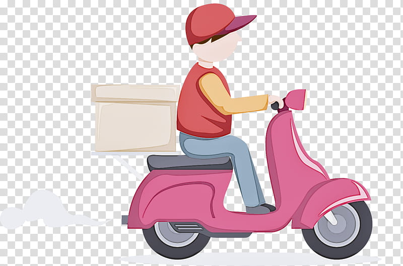 pink scooter riding toy vehicle transport, Cartoon, Vespa transparent background PNG clipart